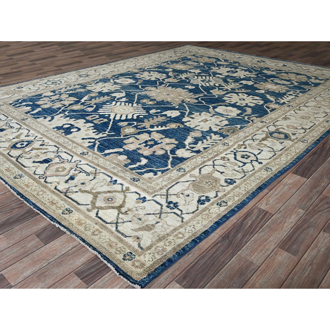 8'11" x 11'11" New Hand Knotted Blue Wool Rectangle Oriental Rug - MOA102897