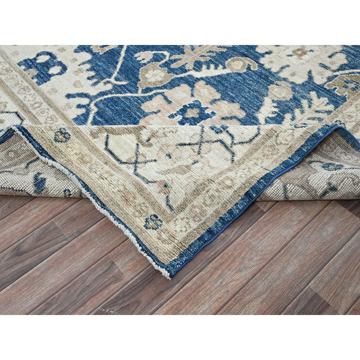 8'11" x 11'11" New Hand Knotted Blue Wool Rectangle Oriental Rug - MOA102897