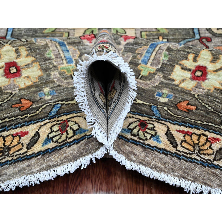 9'11" x 9'11" New Hand Knotted Grey Wool Round Oriental Rug - MOA10289800