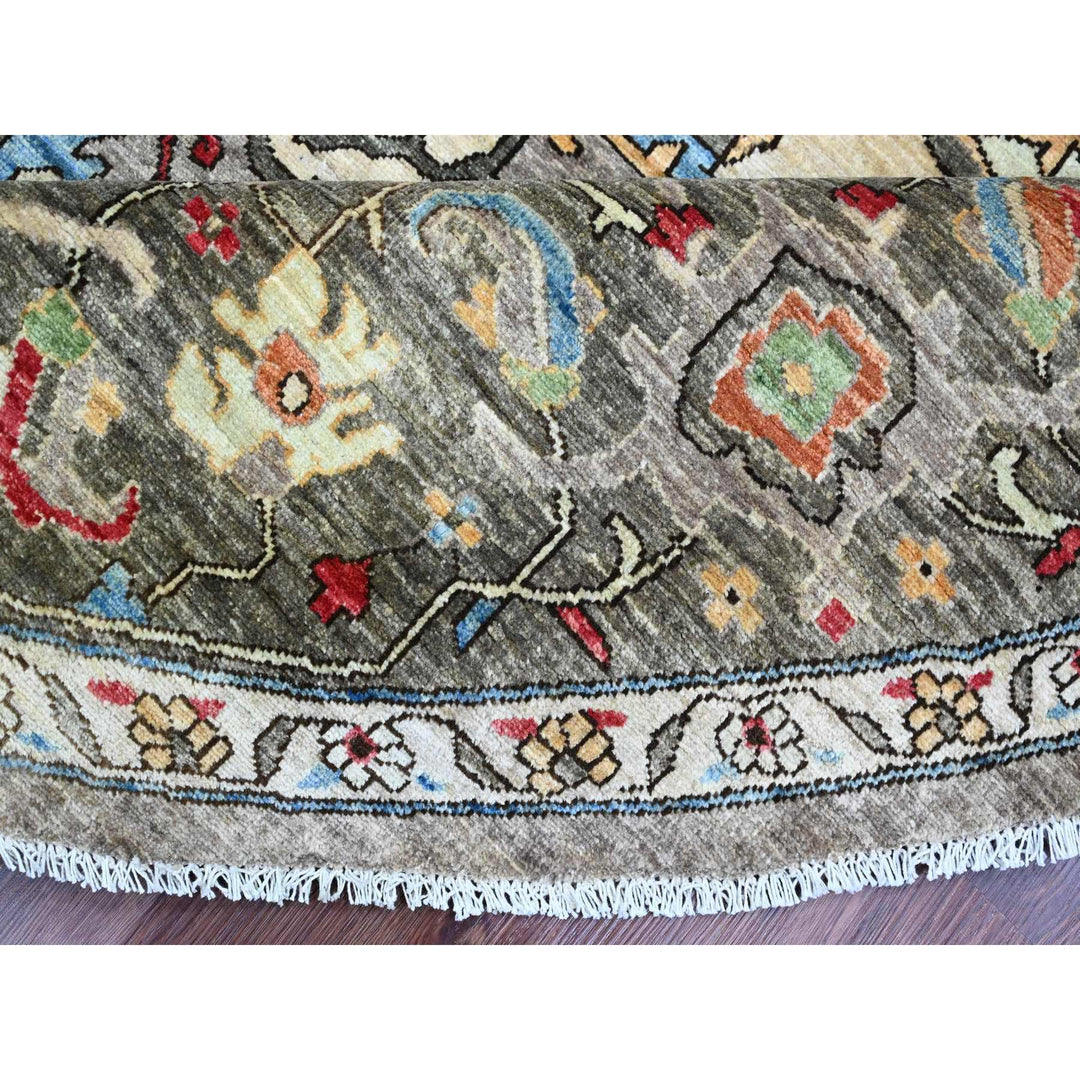 9'11" x 9'11" New Hand Knotted Grey Wool Round Oriental Rug - MOA10289800