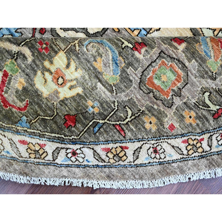 9'11" x 9'11" New Hand Knotted Grey Wool Round Oriental Rug - MOA10289800
