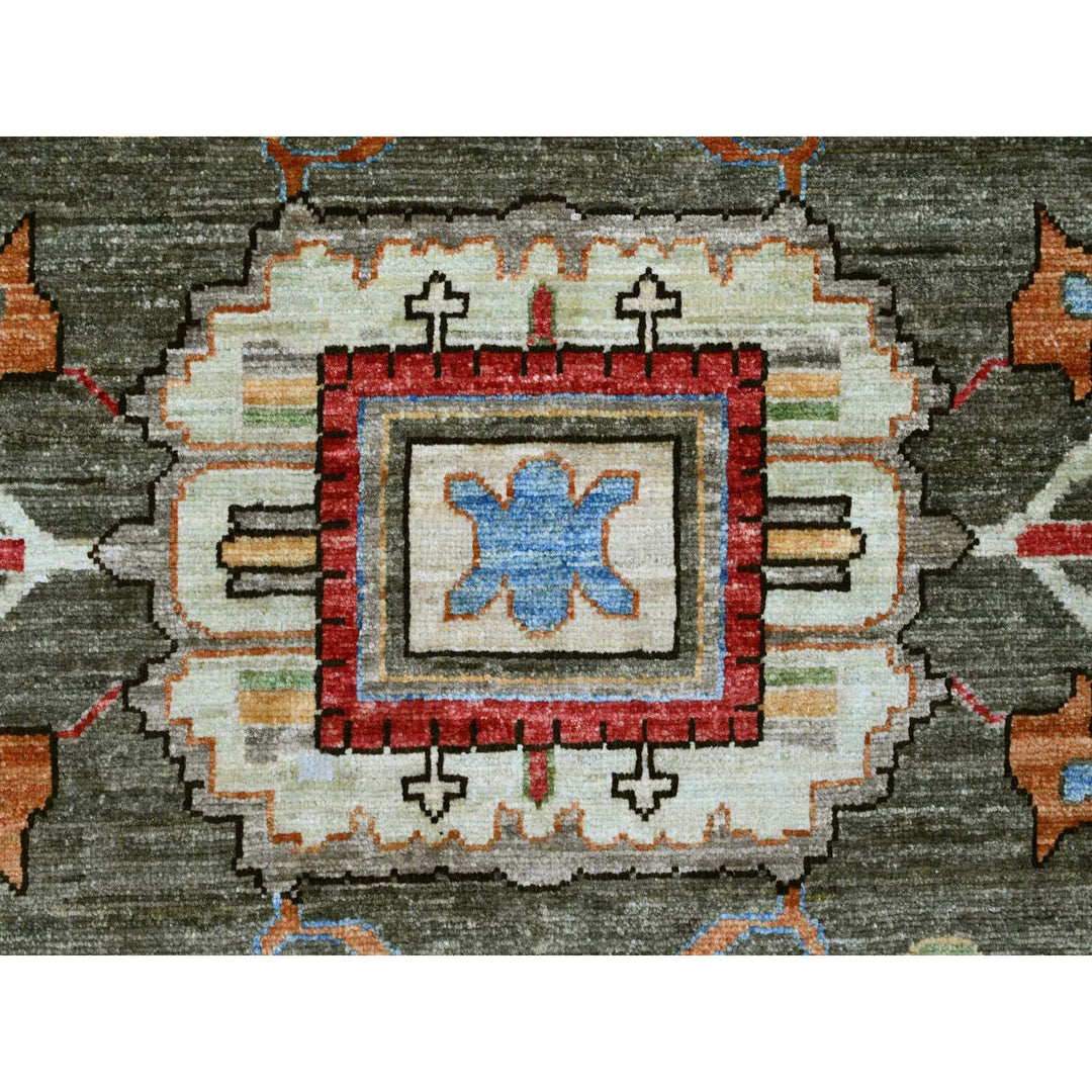 9'11" x 9'11" New Hand Knotted Grey Wool Round Oriental Rug - MOA10289800