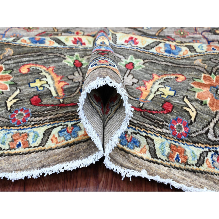 7'11" x 8'0" New Hand Knotted Grey Wool Round Oriental Rug - MOA10289812
