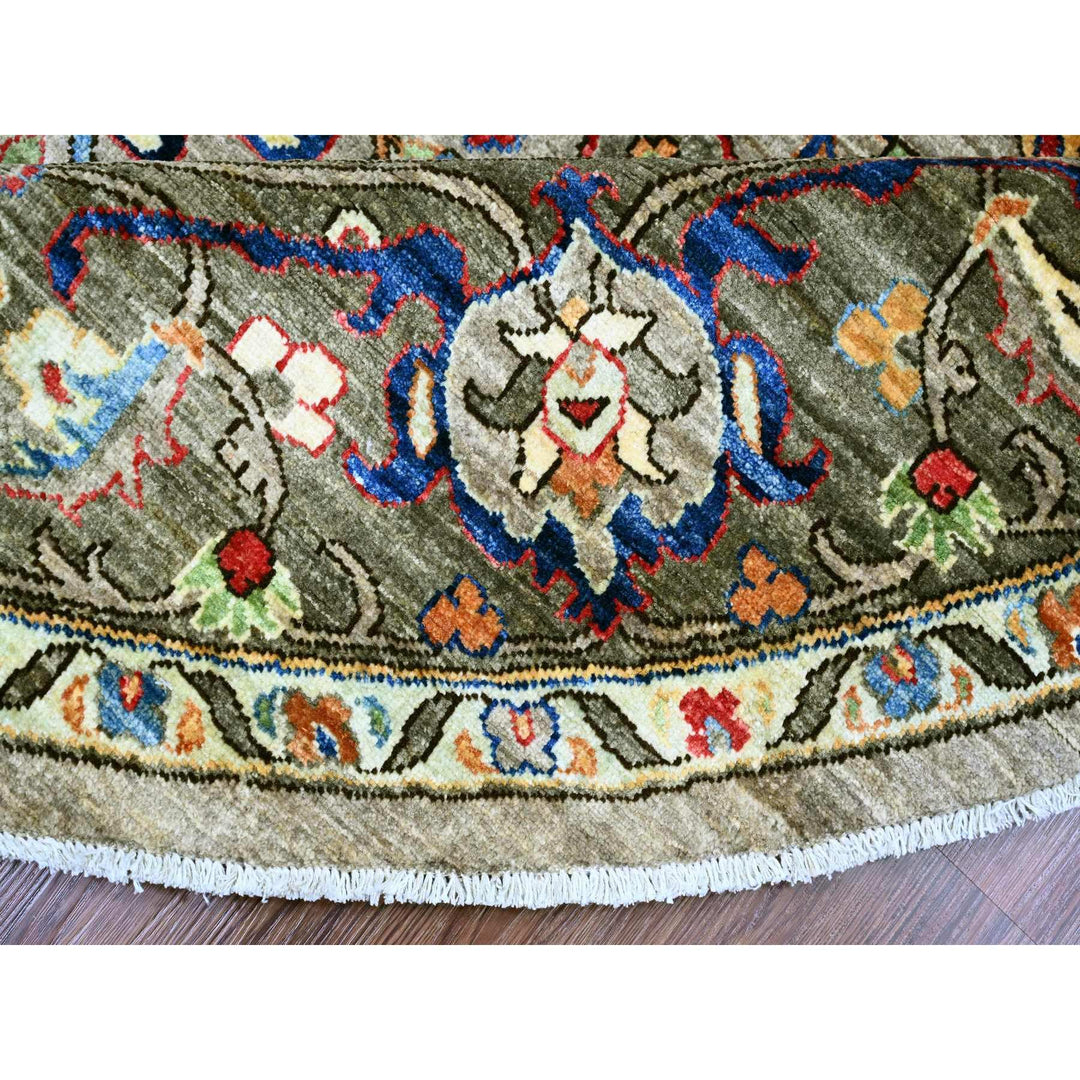 7'11" x 8'0" New Hand Knotted Grey Wool Round Oriental Rug - MOA10289812