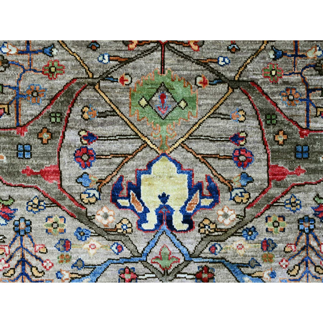 7'11" x 8'0" New Hand Knotted Grey Wool Round Oriental Rug - MOA10289812