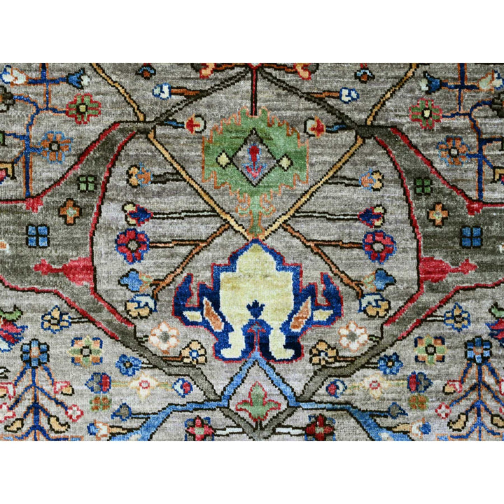 7'11" x 8'0" New Hand Knotted Grey Wool Round Oriental Rug - MOA10289812