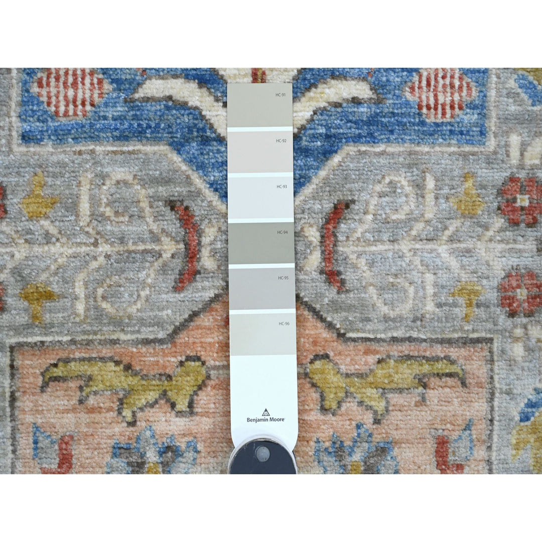 2'7" x 10'1" New Hand Knotted Grey Wool Runner Oriental Rug - MOA10289816