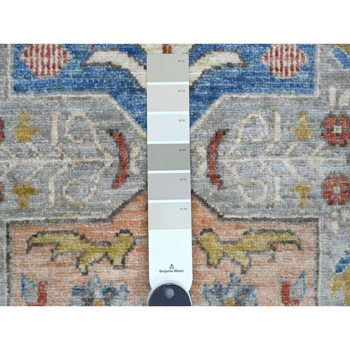 2'7" x 10'1" New Hand Knotted Grey Wool Runner Oriental Rug - MOA10289816