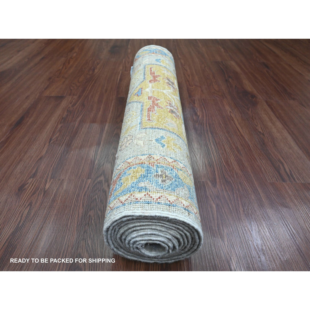 2'7" x 10'1" New Hand Knotted Grey Wool Runner Oriental Rug - MOA10289816