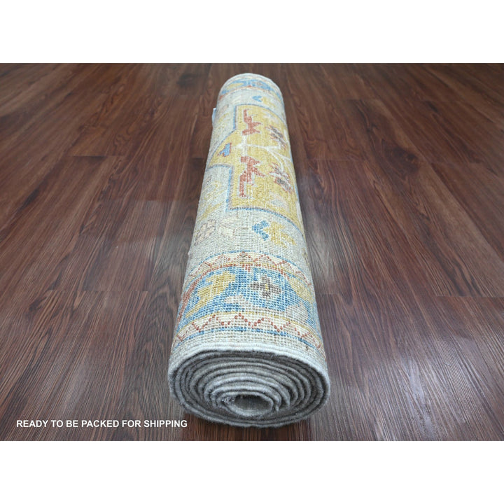 2'7" x 10'1" New Hand Knotted Grey Wool Runner Oriental Rug - MOA10289816
