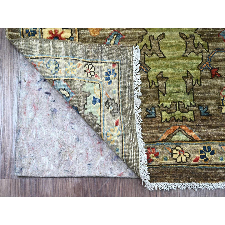 3'2" x 11'8" New Hand Knotted Brown Wool Runner Oriental Rug - MOA10289817