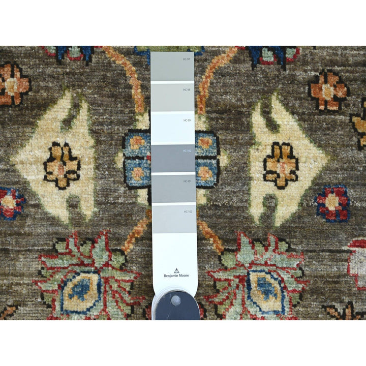 3'2" x 11'8" New Hand Knotted Brown Wool Runner Oriental Rug - MOA10289817