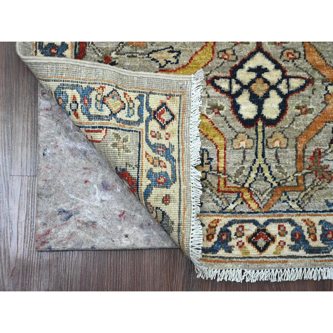 2'11" x 9'4" New Hand Knotted Grey Wool Runner Oriental Rug - MOA10289818
