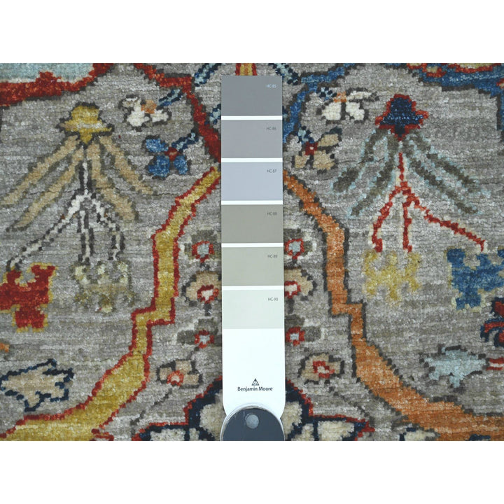 2'11" x 9'4" New Hand Knotted Grey Wool Runner Oriental Rug - MOA10289818