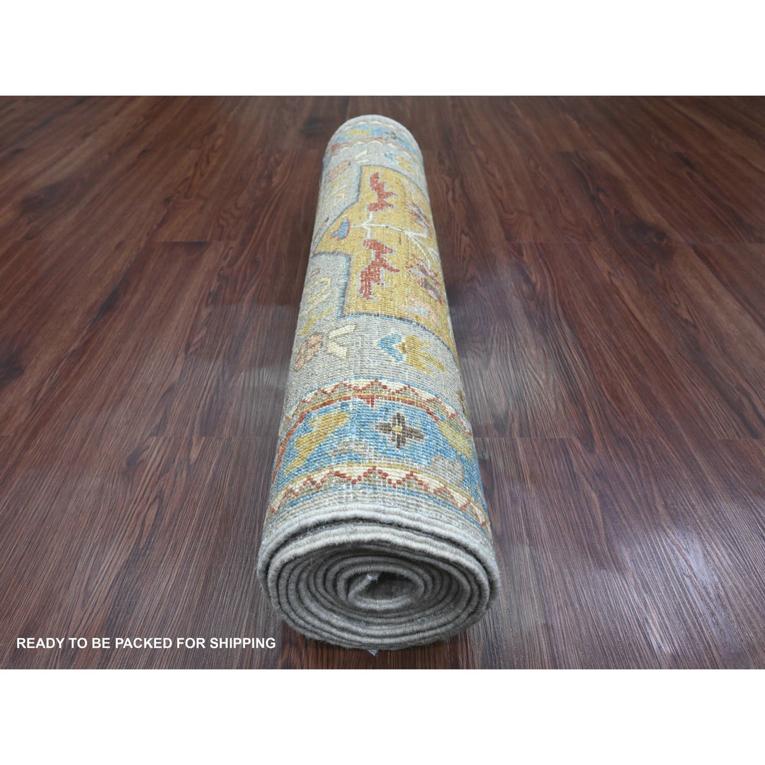 2'8" x 10'2" New Hand Knotted Grey Wool Runner Oriental Rug - MOA10289819