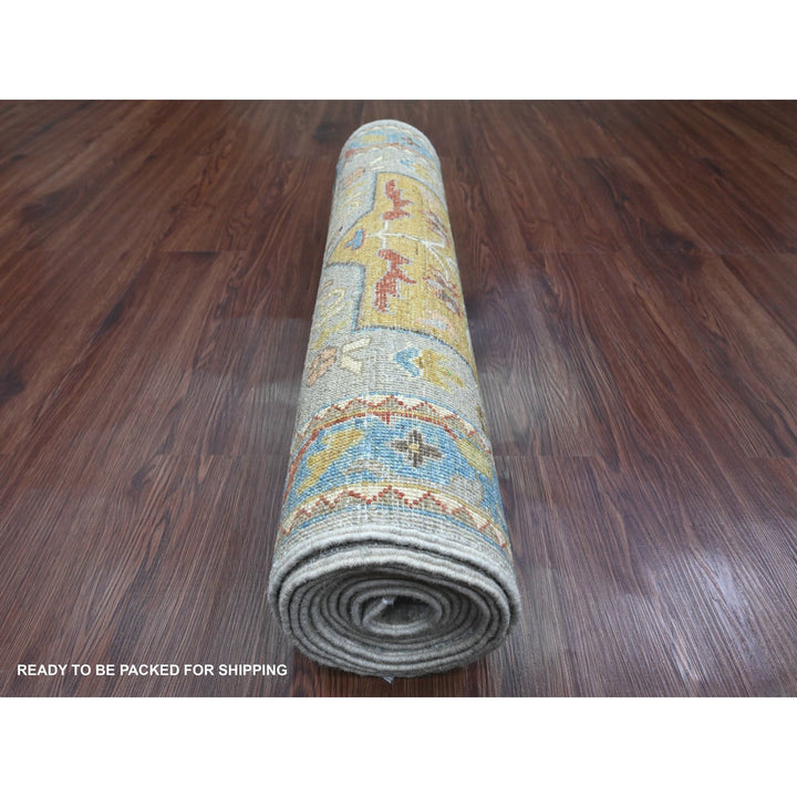 2'8" x 10'2" New Hand Knotted Grey Wool Runner Oriental Rug - MOA10289819