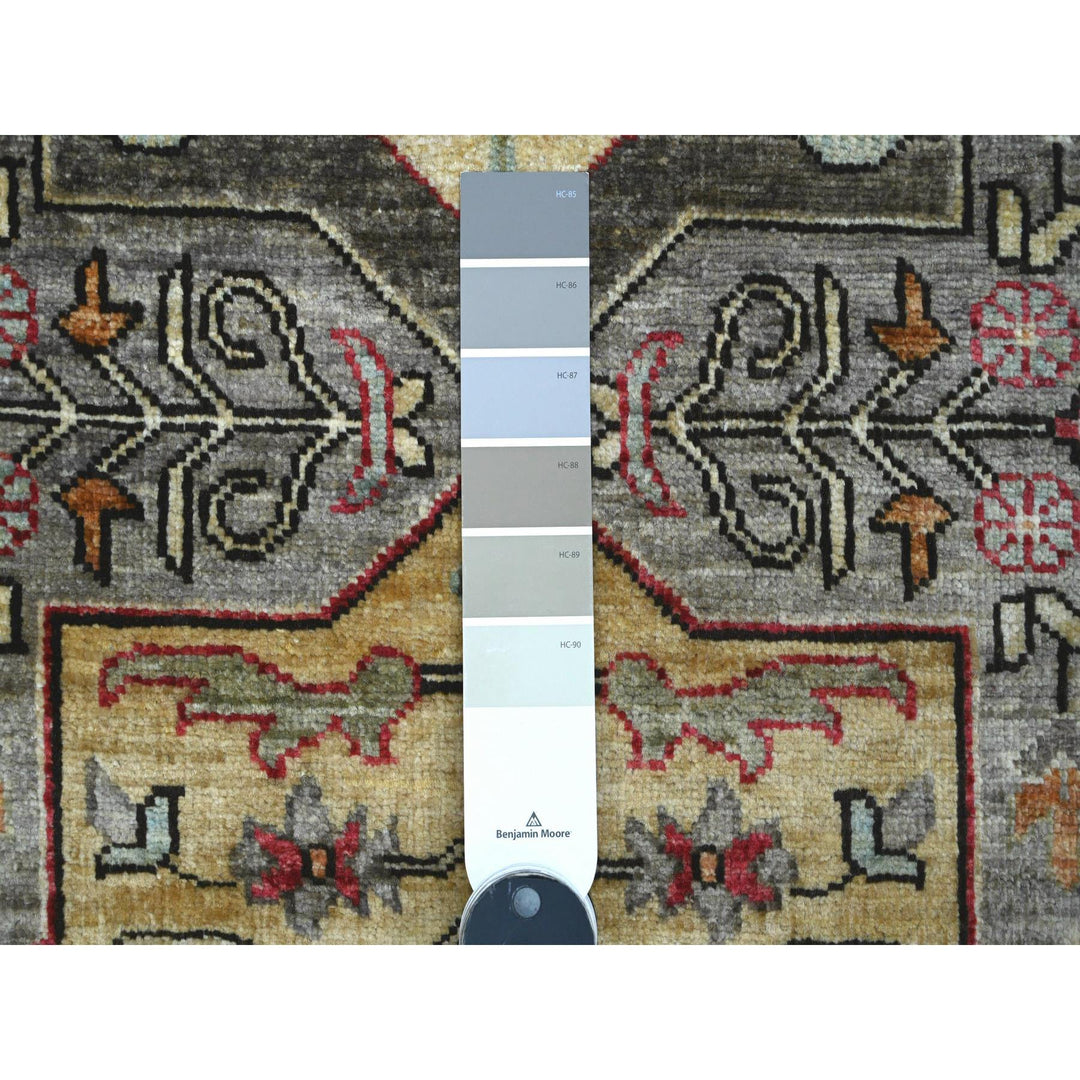 2'6" x 5'10" New Hand Knotted Grey Wool Runner Oriental Rug - MOA10289820