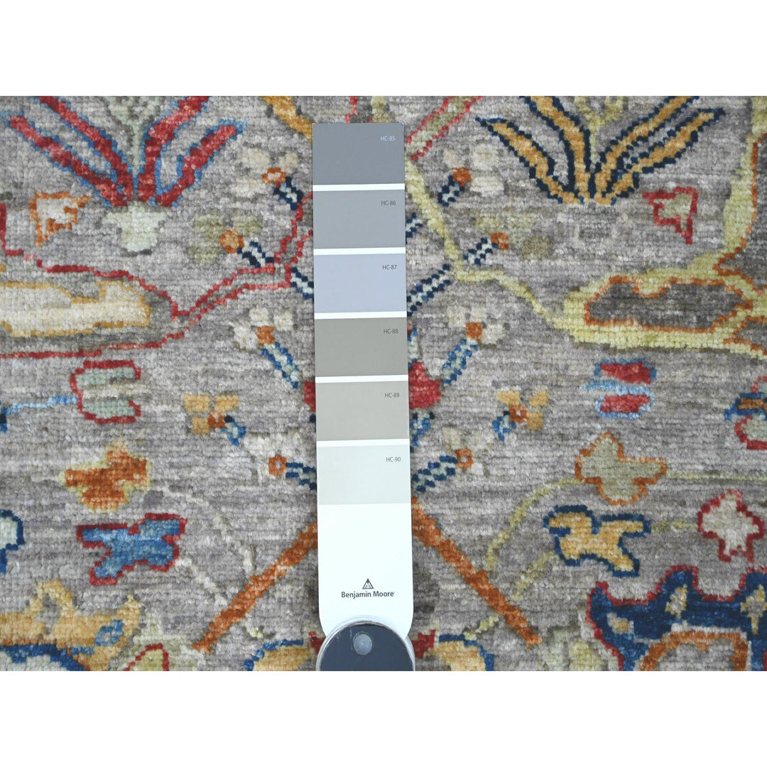 2'11" x 10'10" New Hand Knotted Grey Wool Runner Oriental Rug - MOA10289830