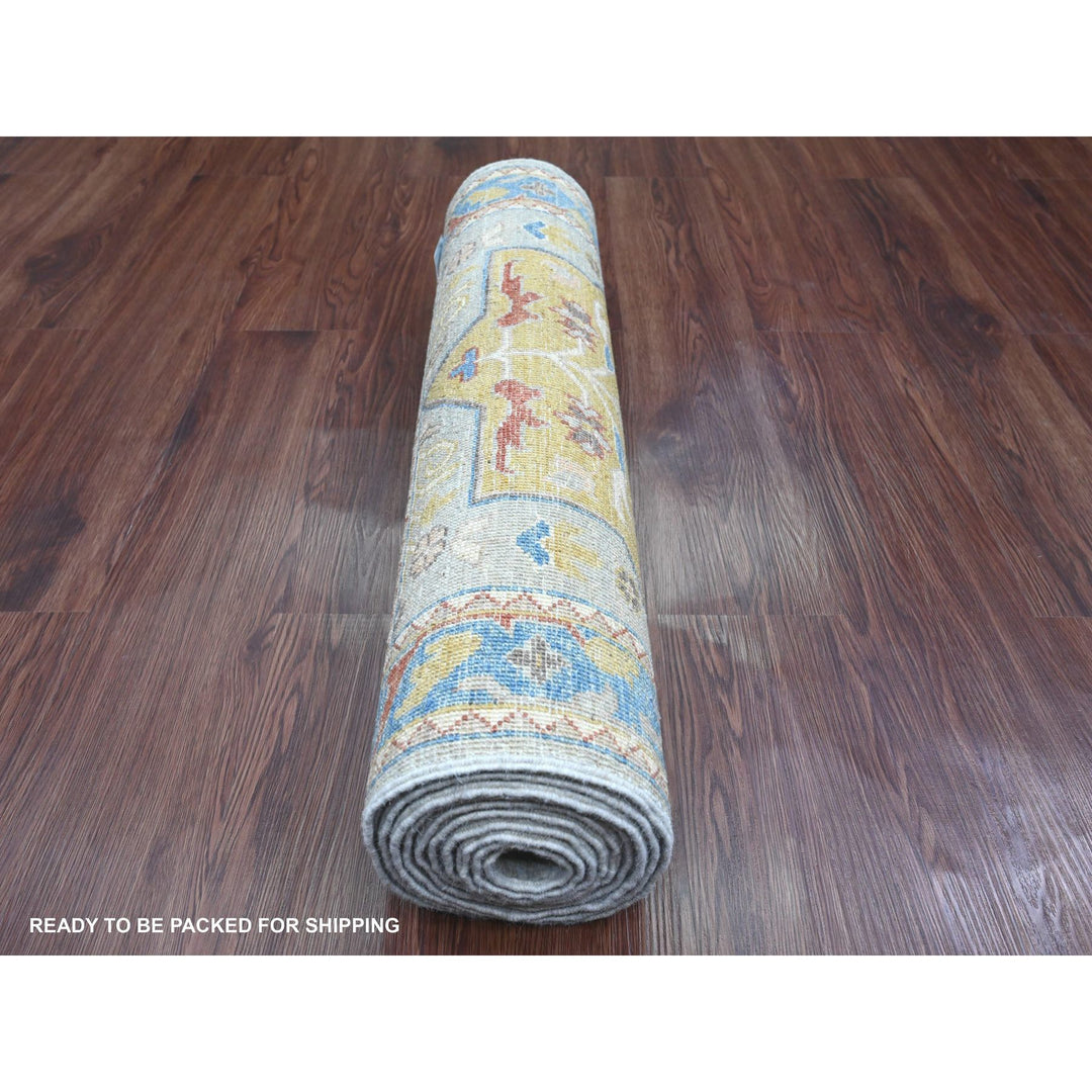 2'7" x 10'2" New Hand Knotted Grey Wool Runner Oriental Rug - MOA10289831