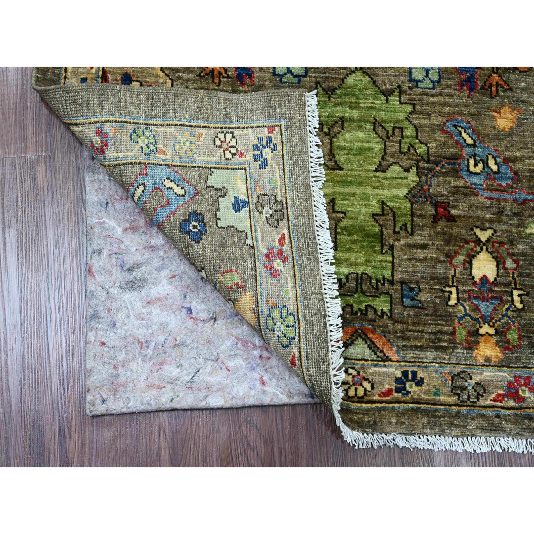 3'1" x 6'0" New Hand Knotted Grey Wool Runner Oriental Rug - MOA10289834