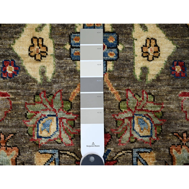 3'1" x 6'0" New Hand Knotted Grey Wool Runner Oriental Rug - MOA10289834