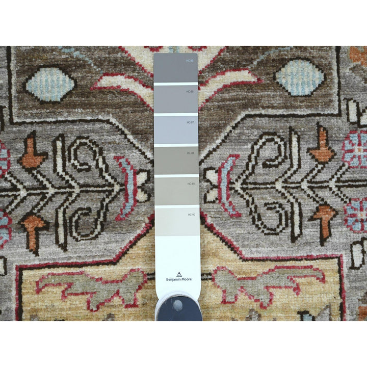 2'6" x 11'5" New Hand Knotted Grey Wool Runner Oriental Rug - MOA10289836