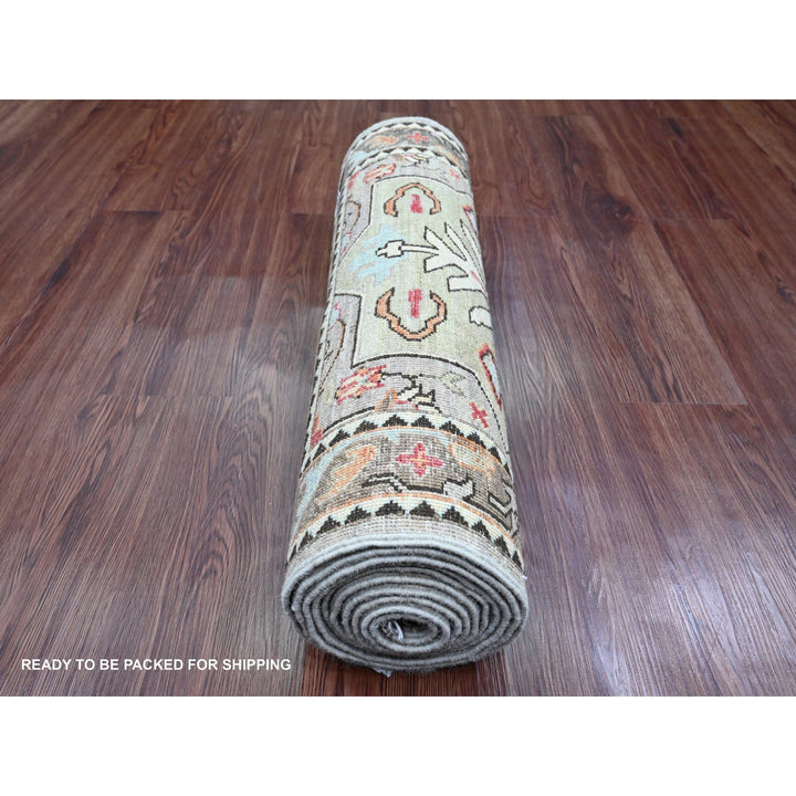 2'6" x 11'5" New Hand Knotted Grey Wool Runner Oriental Rug - MOA10289836