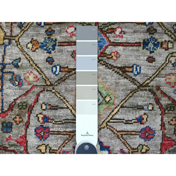 5'9" x 5'11" New Hand Knotted Grey Wool Round Oriental Rug - MOA10289842