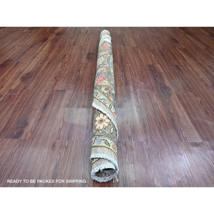 5'9" x 5'11" New Hand Knotted Grey Wool Round Oriental Rug - MOA10289842