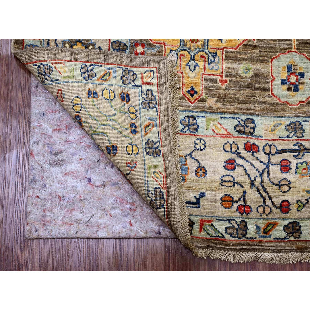 6'0" x 9'1" New Hand Knotted Brown Wool Rectangle Oriental Rug - MOA10289843