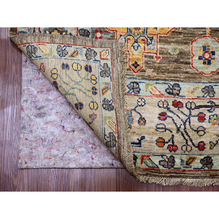 6'0" x 9'1" New Hand Knotted Brown Wool Rectangle Oriental Rug - MOA10289843