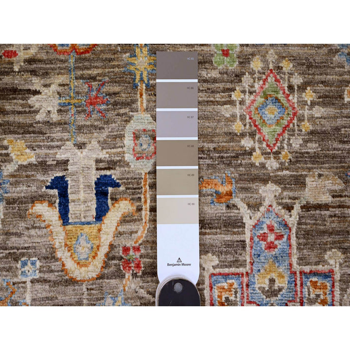 6'0" x 9'1" New Hand Knotted Brown Wool Rectangle Oriental Rug - MOA10289843