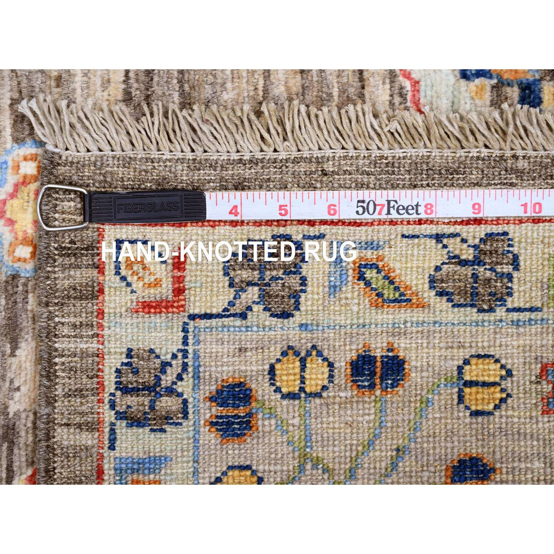6'0" x 9'1" New Hand Knotted Brown Wool Rectangle Oriental Rug - MOA10289843