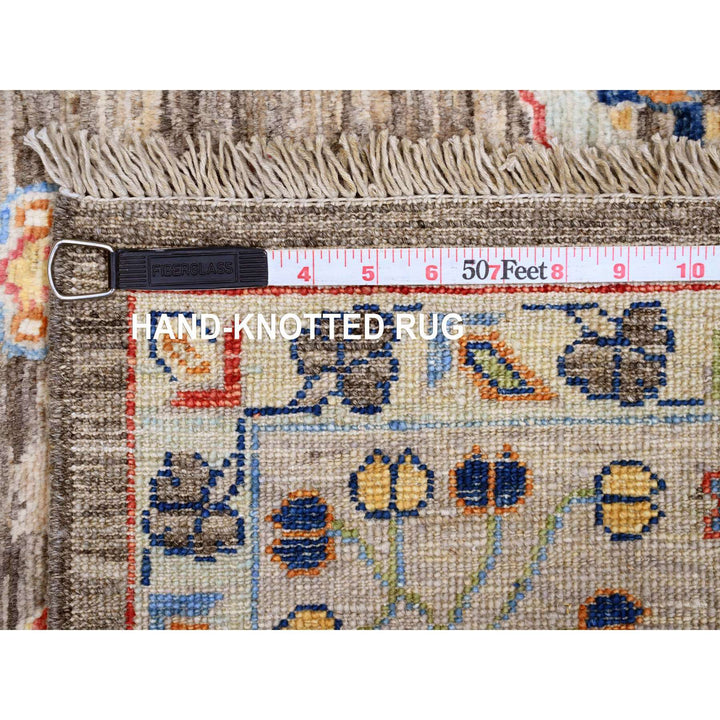 6'0" x 9'1" New Hand Knotted Brown Wool Rectangle Oriental Rug - MOA10289843