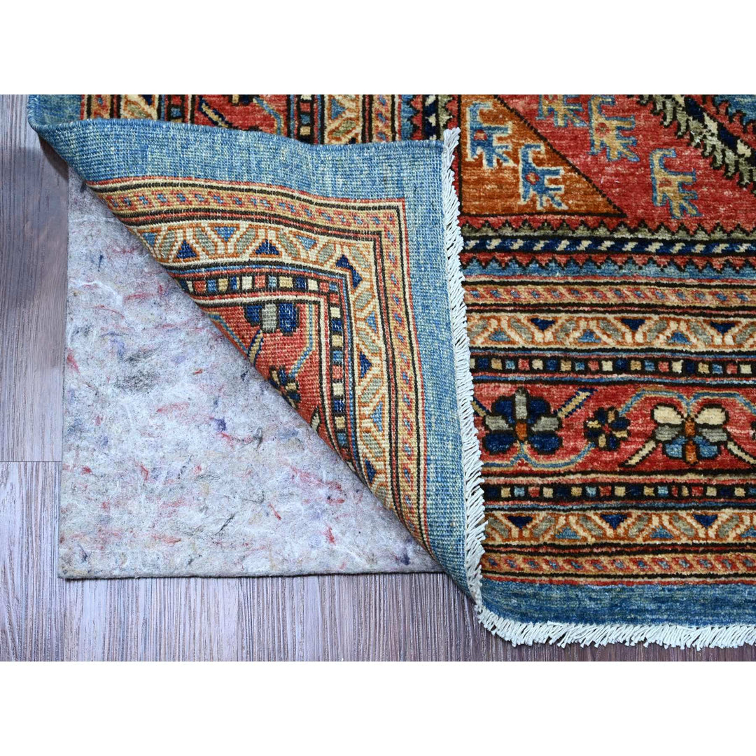 5'11" x 9'0" New Hand Knotted Blue Wool Rectangle Oriental Rug - MOA10289844