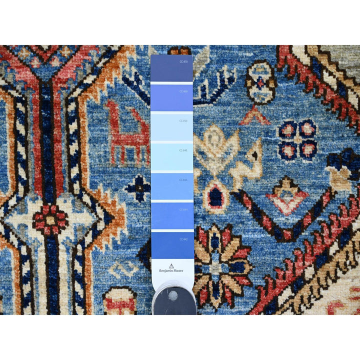 5'11" x 9'0" New Hand Knotted Blue Wool Rectangle Oriental Rug - MOA10289844