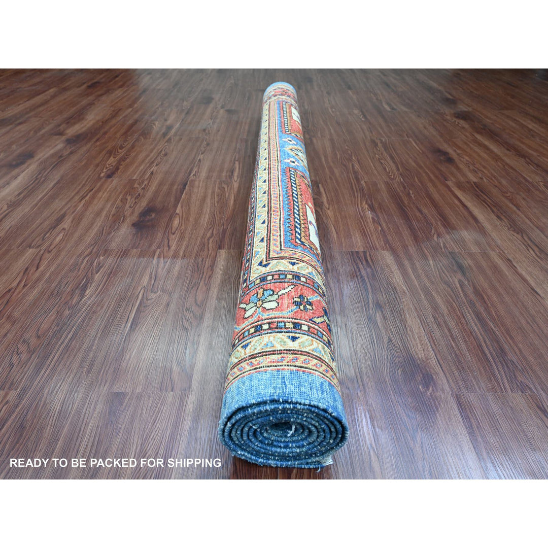 5'11" x 9'0" New Hand Knotted Blue Wool Rectangle Oriental Rug - MOA10289844