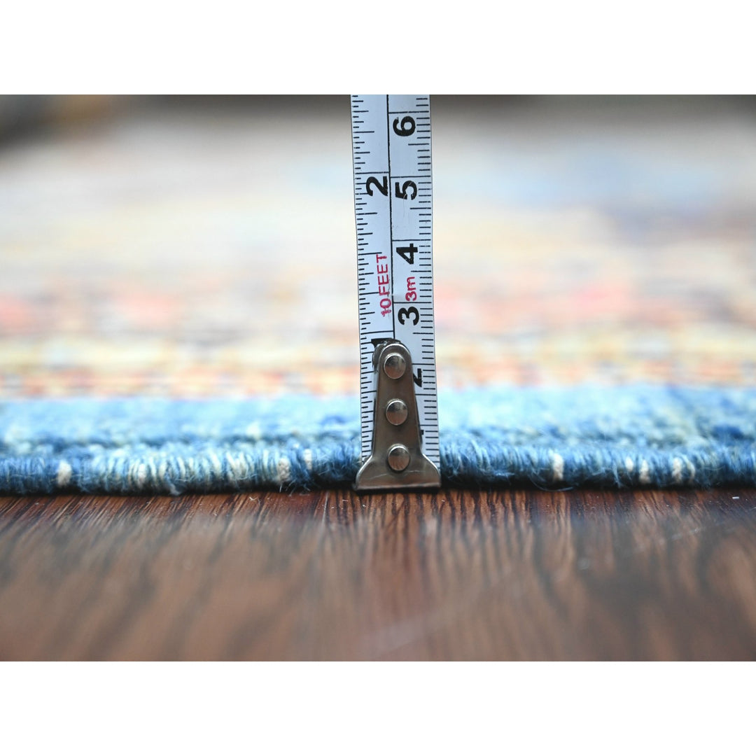 5'11" x 9'0" New Hand Knotted Blue Wool Rectangle Oriental Rug - MOA10289844