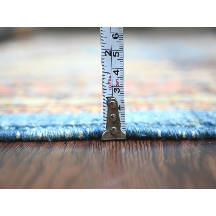5'11" x 9'0" New Hand Knotted Blue Wool Rectangle Oriental Rug - MOA10289844
