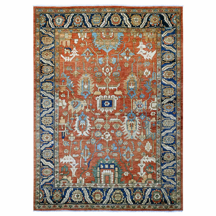 9'0" x 12'3" New Hand Knotted Red Wool Rectangle Oriental Rug - MOA10289851
