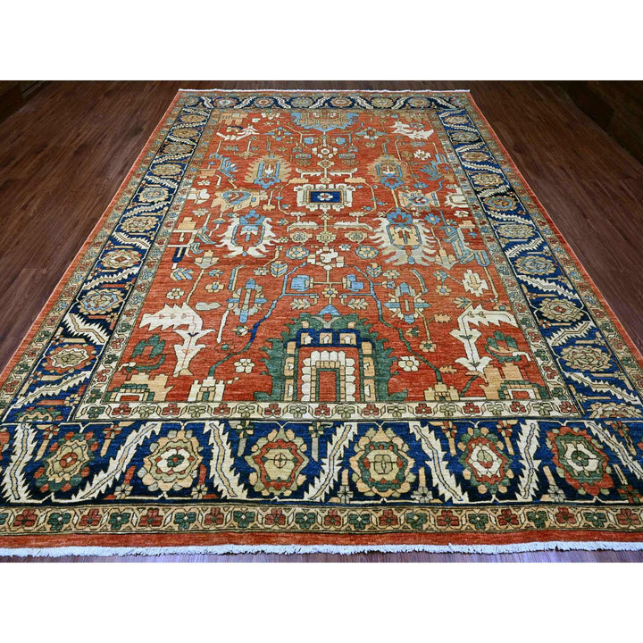 9'0" x 12'3" New Hand Knotted Red Wool Rectangle Oriental Rug - MOA10289851