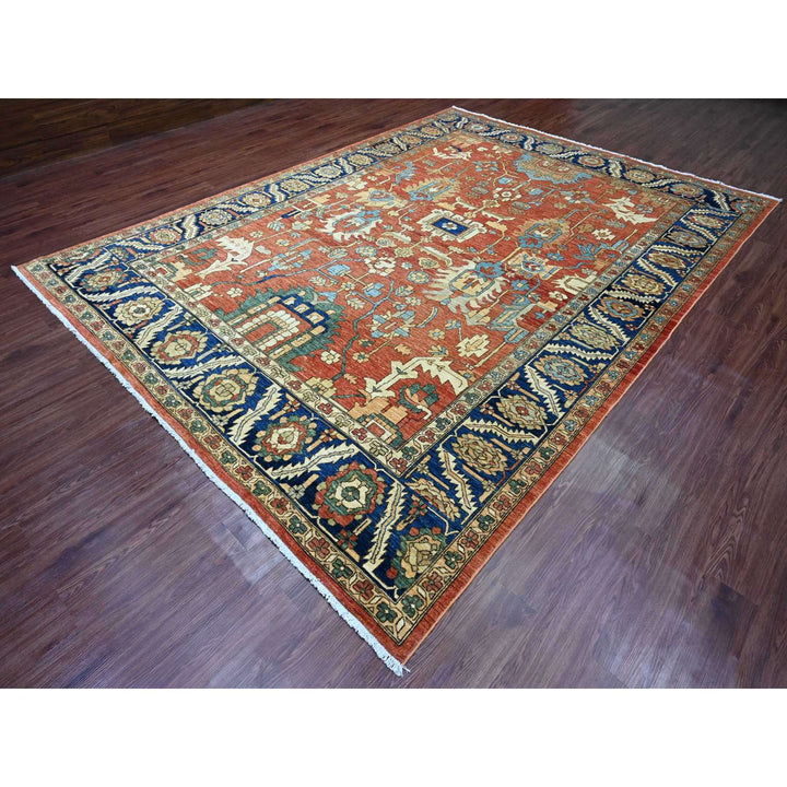 9'0" x 12'3" New Hand Knotted Red Wool Rectangle Oriental Rug - MOA10289851
