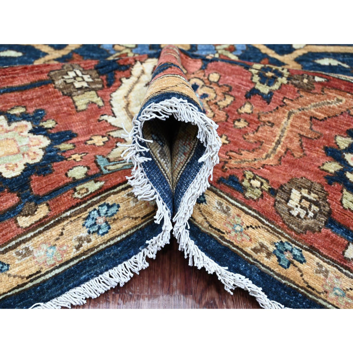9'1" x 11'8" New Hand Knotted Blue Wool Rectangle Oriental Rug - MOA10289852
