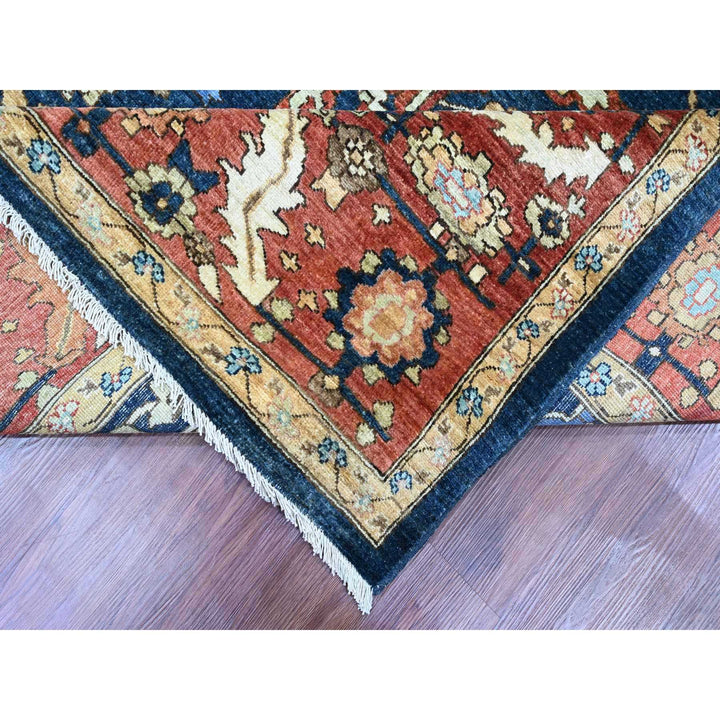 9'1" x 11'8" New Hand Knotted Blue Wool Rectangle Oriental Rug - MOA10289852