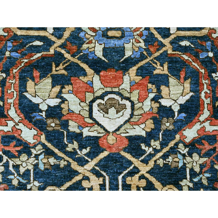 9'1" x 11'8" New Hand Knotted Blue Wool Rectangle Oriental Rug - MOA10289852