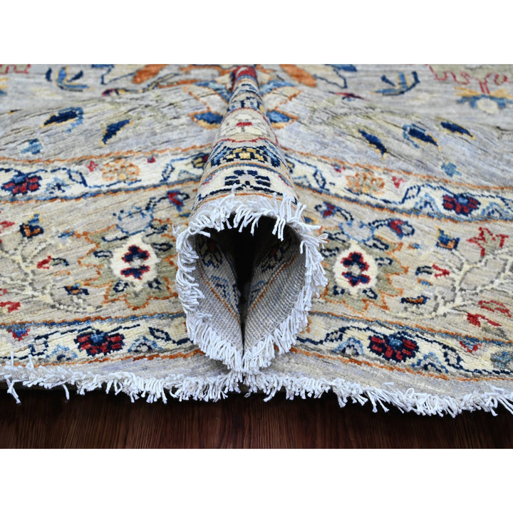7'7" x 7'7" New Hand Knotted Grey Wool Round Oriental Rug - MOA10289853