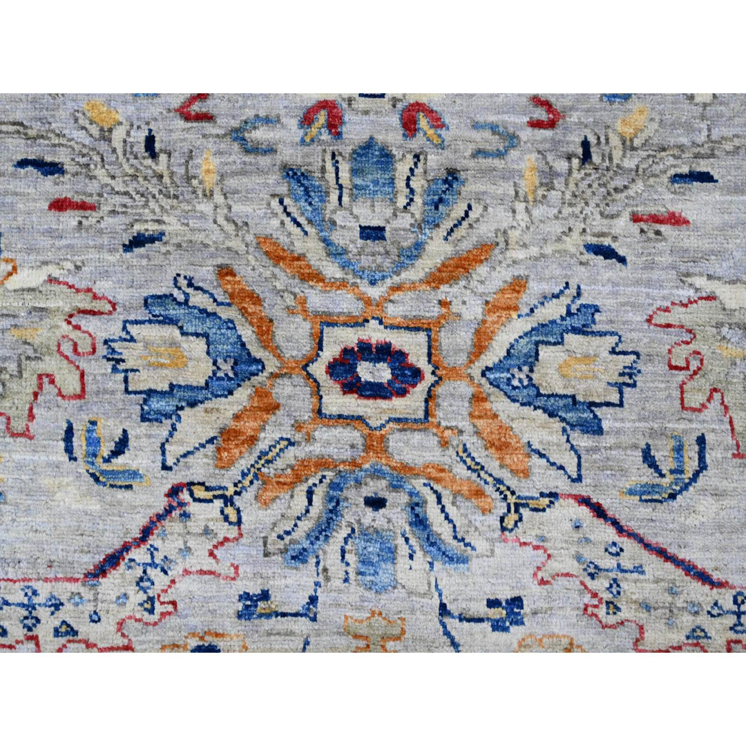7'7" x 7'7" New Hand Knotted Grey Wool Round Oriental Rug - MOA10289853