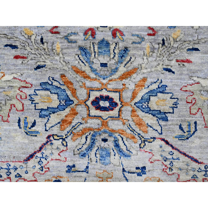 7'7" x 7'7" New Hand Knotted Grey Wool Round Oriental Rug - MOA10289853