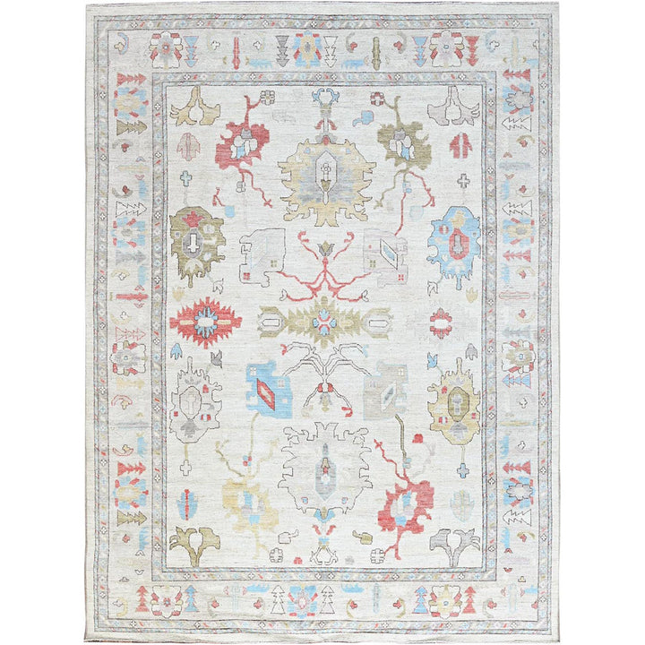 10'2" x 13'7" New Hand Knotted Ivory Wool Rectangle Oriental Rug - MOA102898