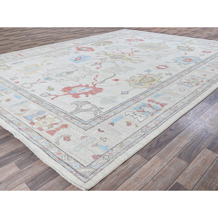 10'2" x 13'7" New Hand Knotted Ivory Wool Rectangle Oriental Rug - MOA102898